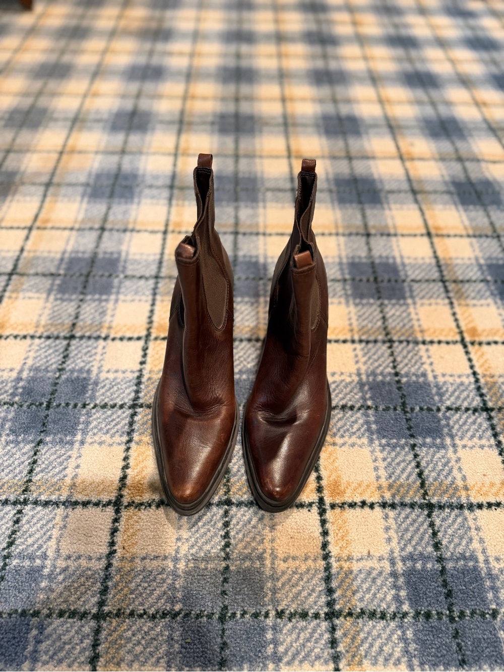 MIA Brown Leather Chelsea Ankle Booties